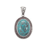 Sterling Silver Oxidized Finished Turquoise Pendant with Pendant Dimension of 21.3MMx38.1MM