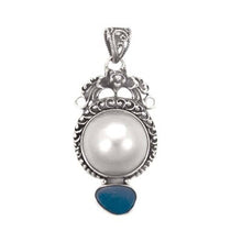 Load image into Gallery viewer, Sterling Silver Oxidized Mother Pearl and Opal Pendant with Pendant Dimension of 20.5MMx45.21MM