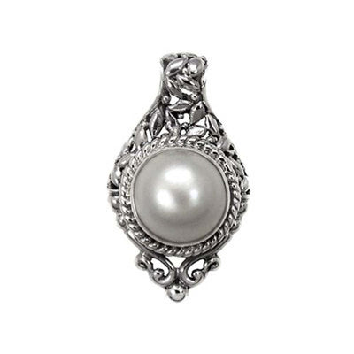 Sterling Silver Oxidized Mothe Pearl Pendant with Pendant Dimension of 20MMx35.05MM