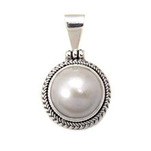 Load image into Gallery viewer, Sterling Silver Oxidized Mother Pearl Pendant with Pendant Dimension of 18MMx29.21MM and Pendant Diameter of 18MM
