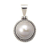 Sterling Silver Oxidized Mother Pearl Pendant with Pendant Dimension of 18MMx29.21MM and Pendant Diameter of 18MM