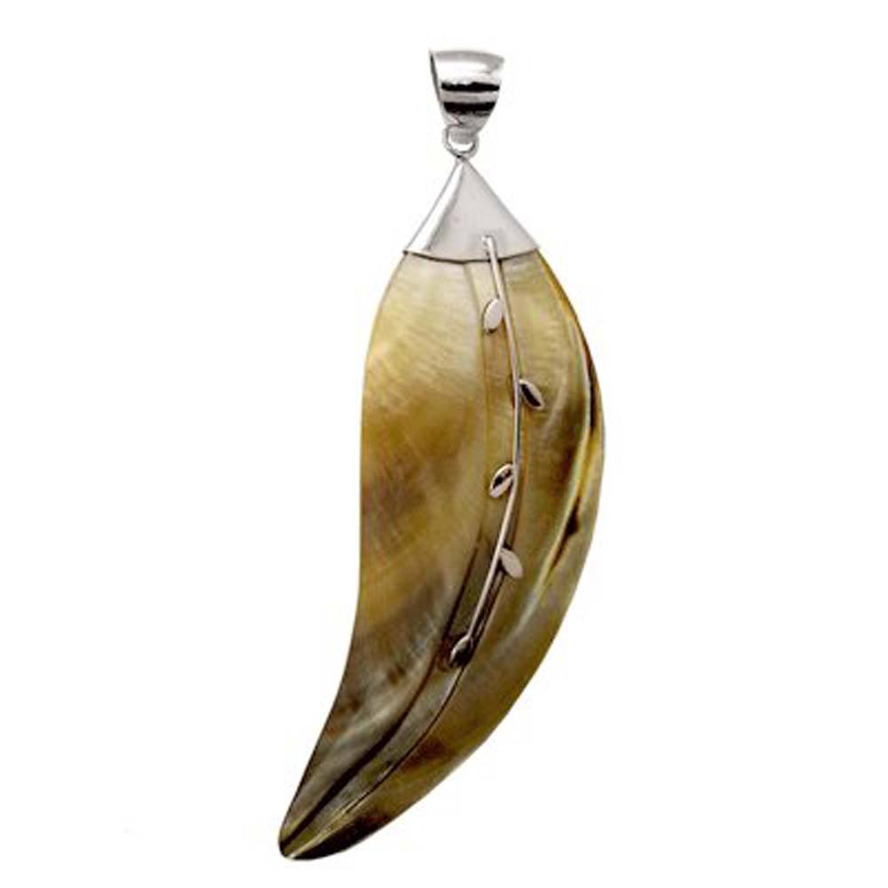 Sterling Silver Shell Leaf Pendant with Pendant Dimension of 25.4MMx81.28MM