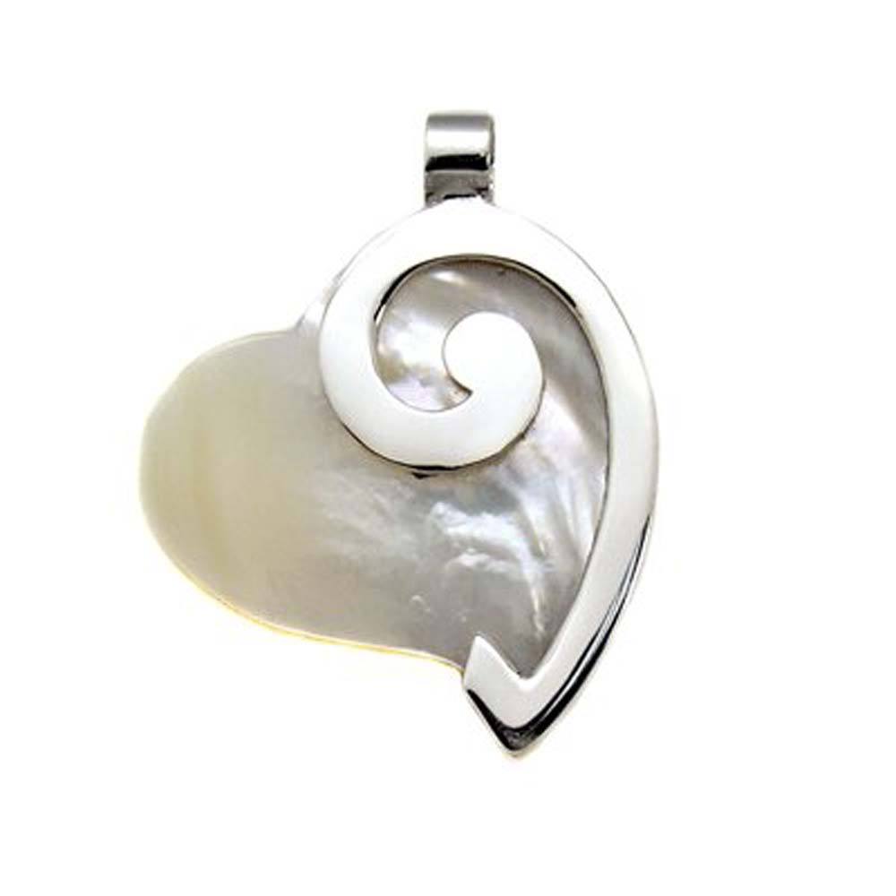 Sterling Silver Shell Heart Pendant with Pendant Dimension of 25.4MMx35.56MM