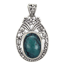 Load image into Gallery viewer, Sterling Silver Oxidized Finished Turquoise Pendant with Pendant Dimension of 23MMx41.28MM