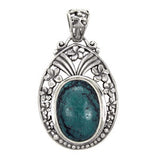 Sterling Silver Oxidized Finished Turquoise Pendant with Pendant Dimension of 23MMx41.28MM