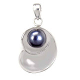 Sterling Silver Gray Mabe Pearl Pendant with Pendant Dimension of 18MMx33.02MM