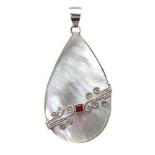 Load image into Gallery viewer, Sterling Silver Shell Pendant with Princess Cut GarnetAnd Pendant Dimension of 27.94MMx50.8MM