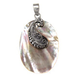 Sterling Silver Oxidized Finished Oval Shape Shell Pendant with Pendant Dimension of 23MMx38.1MM
