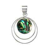 Sterling Silver Green Round Shape Shell Pendant with Pendant Dimension of 25MMx25.4MM and Pendant Diameter of 25MM