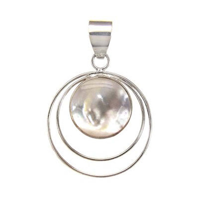 Sterling Silver Round Shape Shell Pendant with Pendant Dimension of 25MMx25.4MM and Pendant Diameter of 25MM