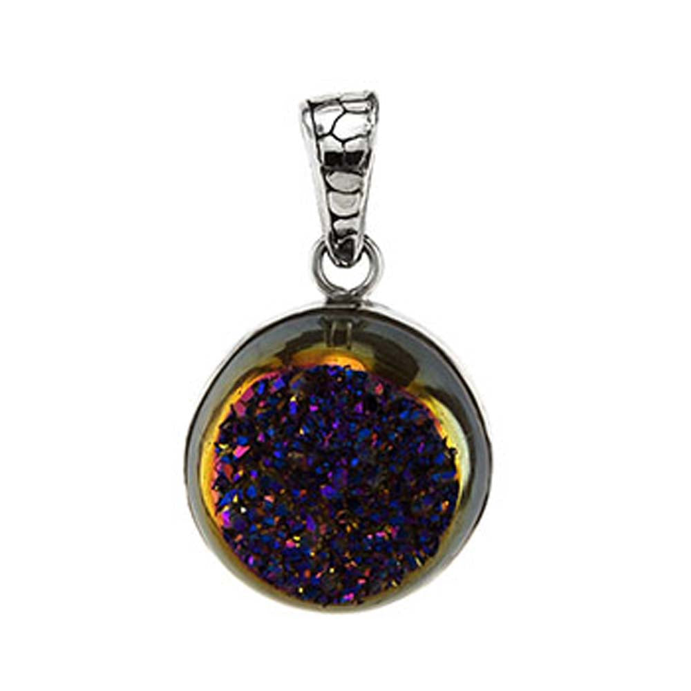 Sterling Silver Round Drusy Bali Pendant And width 19 mm