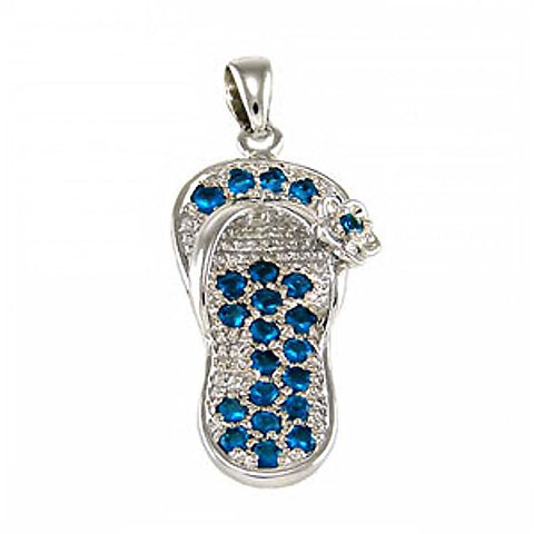 Sterling Silver Topaz Cubic Zirconia Sandal Pendant