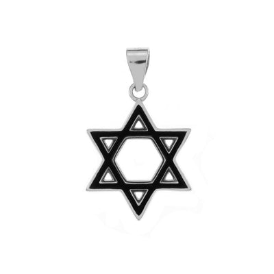 Sterling Silver Enamel Star Of David Reversible Pendant Width-15.1mm, Height-1inch