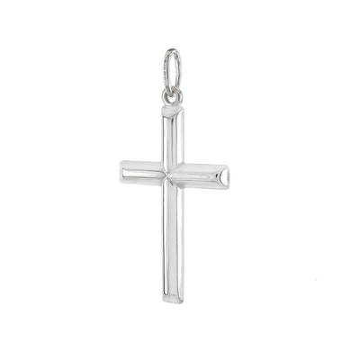 Italian Sterling Silver Round Tube Cross Pendant, Width 20.5 mm, Height 43mm