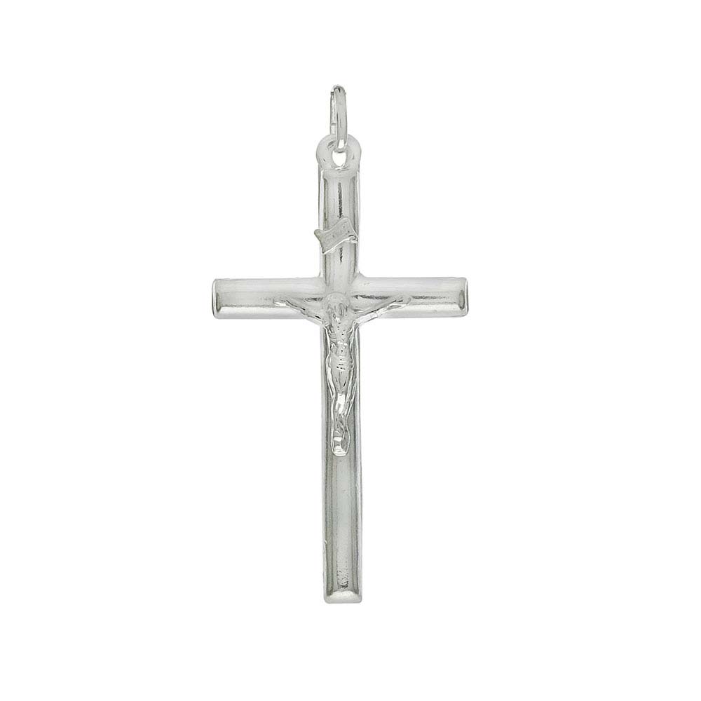 Italian Sterling Silver Jesus Christ Cross PendantAnd Length 2 1/8 inchesAnd Width 26.8mm