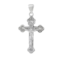 Load image into Gallery viewer, Sterling Silver Rhodium Crucifix Cross Pendant Width-20.3mm, Height-1.5inch