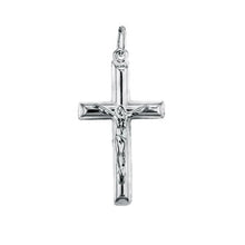 Load image into Gallery viewer, Italian Sterling Silver Round Tube Crucifix Cross Pendant