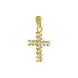 Sterling Silver Gold Plated Cubic Zirconia Small Cross Pendant