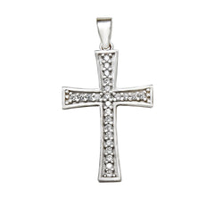 Sterling Silver Pave CZ Cross Pendant