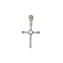 Load image into Gallery viewer, Sterling Silver Moveable CZ Cross Pendant And Width 18 mm