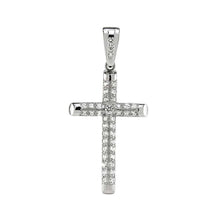 Load image into Gallery viewer, Sterling Silver Cubic Zirconia Tube Cross Pendant And Width 10 inch\r\n