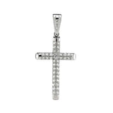 Sterling Silver Cubic Zirconia Tube Cross Pendant And Width 10 inch\r\n