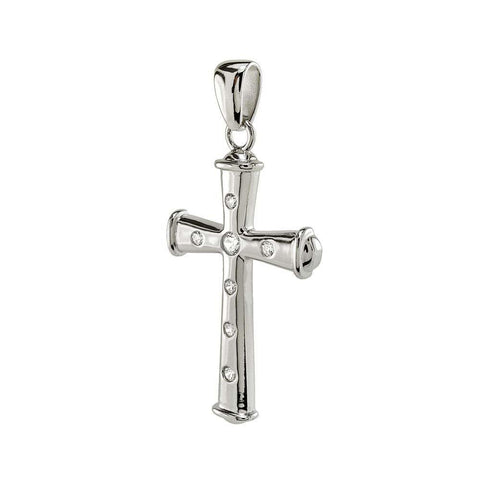 Sterling Silver Cubic Zirconia Cross PendantAnd Width 7/8 inch