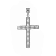 Load image into Gallery viewer, Sterling Silver Micro Pave Cubic Zirconia Cross Pendant