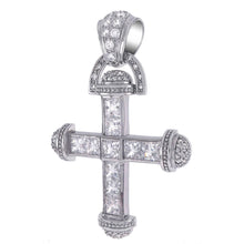 Load image into Gallery viewer, Sterling Silver Princess Invisible Cut CZ Hip Hop Cross Pendant Weight-30.3gram, Length-3inch, Width-50mm