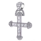 Sterling Silver Princess Invisible Cut CZ Hip Hop Cross Pendant Weight-30.3gram, Length-3inch, Width-50mm