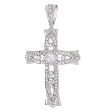 Load image into Gallery viewer, Sterling Silver Cubic Zirconia Hip Hop Cross Pendant Weight-32.7gram, Width-48mm, Length-3 1/2inch