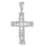 Sterling Silver Cubic Zirconia Hip Hop Cross Pendant Weight-32.7gram, Width-48mm, Length-3 1/2inch