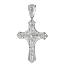 Load image into Gallery viewer, Sterling Silver CZ Hip Hop Cross Pendant Weight-29.6gram, Width-43mm, Height-3 1/8inch