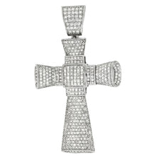 Load image into Gallery viewer, Sterling Silver Micro Pave CZ Hip Hop Cross Pendant Weight-63.2gram, Width-54mm, Height-3 1/2inch