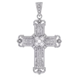 Sterling Silver CZ Hip Hop Cross Pendant Weight-36.1gram, Width-58mm, Length-3 3/4inch