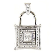 Load image into Gallery viewer, Sterling Silver Cubic Zirconia Padlock Hip Hop Pendant Weight-34gram, Length-2 1/2inch, Width-36mm