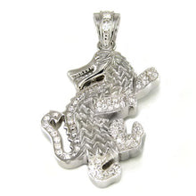 Load image into Gallery viewer, Sterling Silver Cubic Zirconia Dragon Hip Hop Rhodium Pendant Weight-20.4gram, Length-2 1/2inch, Width-32mm