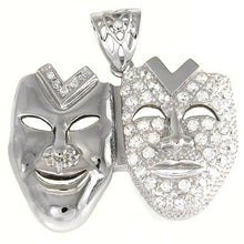 Load image into Gallery viewer, Sterling Silver Comedy And Tragedy CZ Hip Hop Pendant Weight-43.6gram, Length-2 1/4inch, Width-56mm