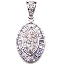 Load image into Gallery viewer, Sterling Silver Cubic Zirconia Oval Hip Hop Pendant Weight-14gram, Length-2 3/8inch, Width-27mm
