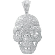 Load image into Gallery viewer, Sterling Silver Micro Pave Round CZ Dollard Skull Hip Hop Pendant Weight-46.6gram, Length-3 1/8inch, Width-41mm