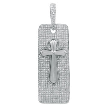 Sterling Silver Cubic Zirconia CZ Hip Hop Pendant Weight-27gram, Length-3 1/8inch, Width-26mm