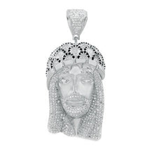Load image into Gallery viewer, Sterling Silver Micro Pave Round CZ Jesus Christ Hip Hop Pendant Weight-59.5gram, Length-3 3/8inch, Width-40mm