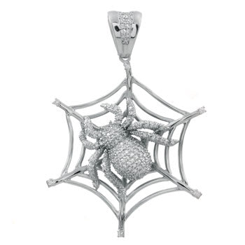 Sterling Silver Pave CZ Spider Hip Hop Pendant Weight-28.4gram, Length-3inch, Width-61mm