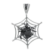 Load image into Gallery viewer, Sterling Silver Pave Black CZ Spider Hip Hop Pendant Weight-28.4gram, Length-3inch, Width-61mm