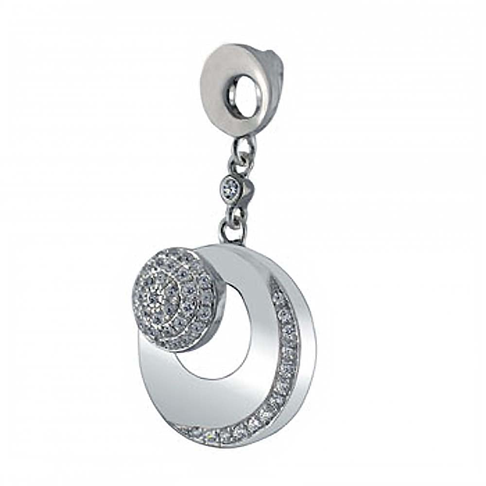 Sterling Silver CZ Pave Setting Circle Pendant