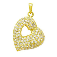 Load image into Gallery viewer, Sterling Silver Gold Plated Cubic Zirconia CZ Heart Pendant