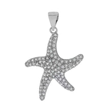 Load image into Gallery viewer, Sterling Silver Micro Pave Clear Cz Starfish Pendant with Pendant Dimensions of 23MMx31.75MM