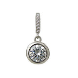 Sterling Silver Stylish Round-Cut Clear Cz Pendant with Pendant Dimension of 9MMx19.05MM