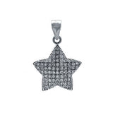 Sterling Silver Micro Pave Clear Cz Star Pendant with Pendant Dimension of 16MMx19.05MM