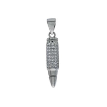 Load image into Gallery viewer, Sterling Silver Pave Set Clear Cz Bullet Pendant with Pendant Dimension of 5MMx28.58MM